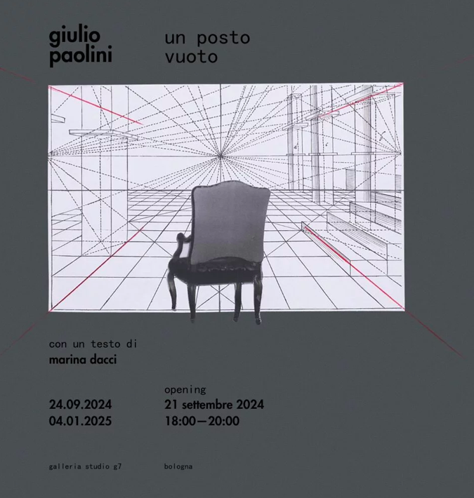 Galleria Studio G7 di Bologna ospita la mostra PAOLINI. Un posto vuoto, aperta al pubblico dal 24 settembre al 4 gennaio 2025