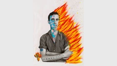 David Wojnarowicz con Tom Warren, Autoritratto di David Wojnarowicz , 1983-1984, carta acrilica e collage su stampa alla gelatina d'argento, 148,6 × 99,1 cm. Collezione di Brooke Garber Neidich e Daniel Neidich. Fotografia di Ron Amstutz