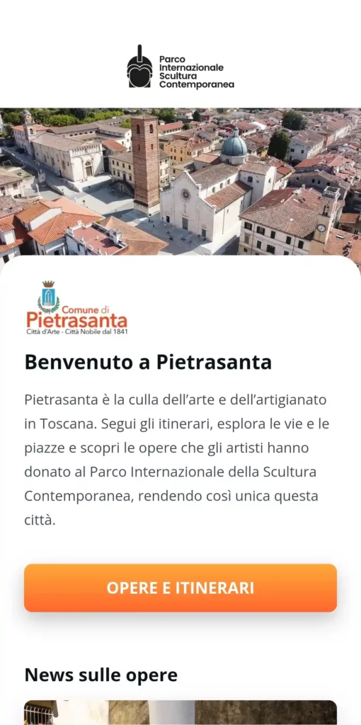 Web pp Parco Scultura: innovativa e accessibile, scopri itinerari tematici e opere d'arte a Pietrasanta.