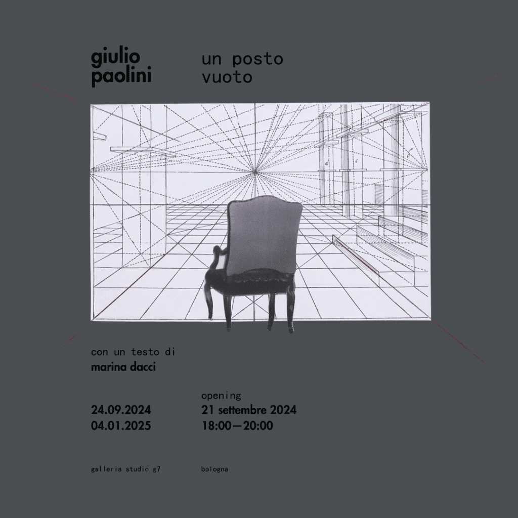 Mostra "Un posto vuoto" di Giulio Paolini alla Galleria Studio G7 di Bologna dal 24 settembre 2024 al 4 gennaio 2025.