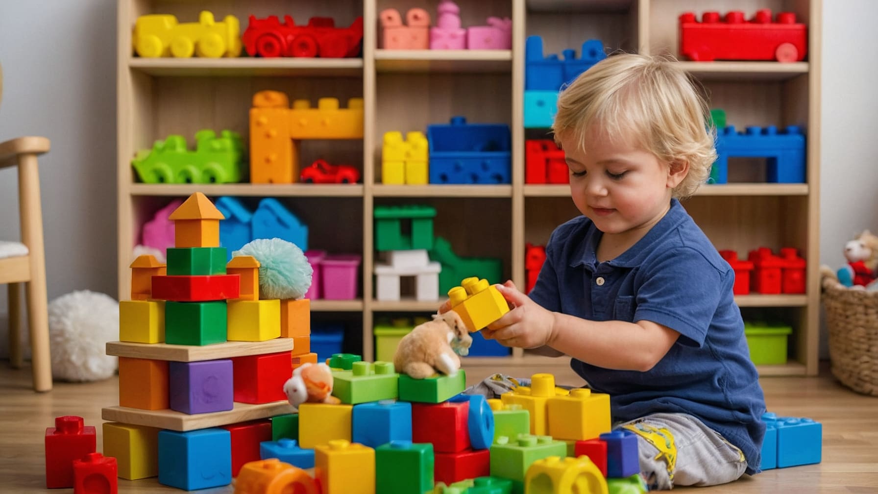 Bambino che gioca con i lego